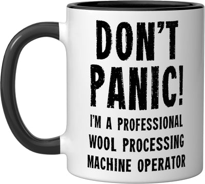 Taza Cerámica Operador Máquina Lana Negro/Blanco