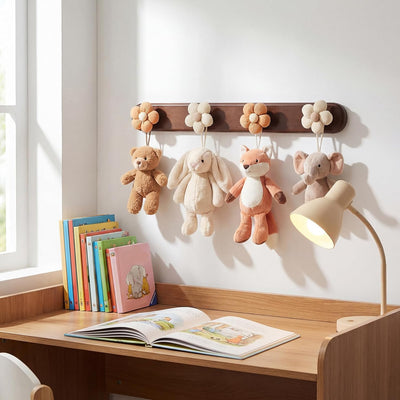 Gancho madera con flores para colgar ropa y bolsos decorativo