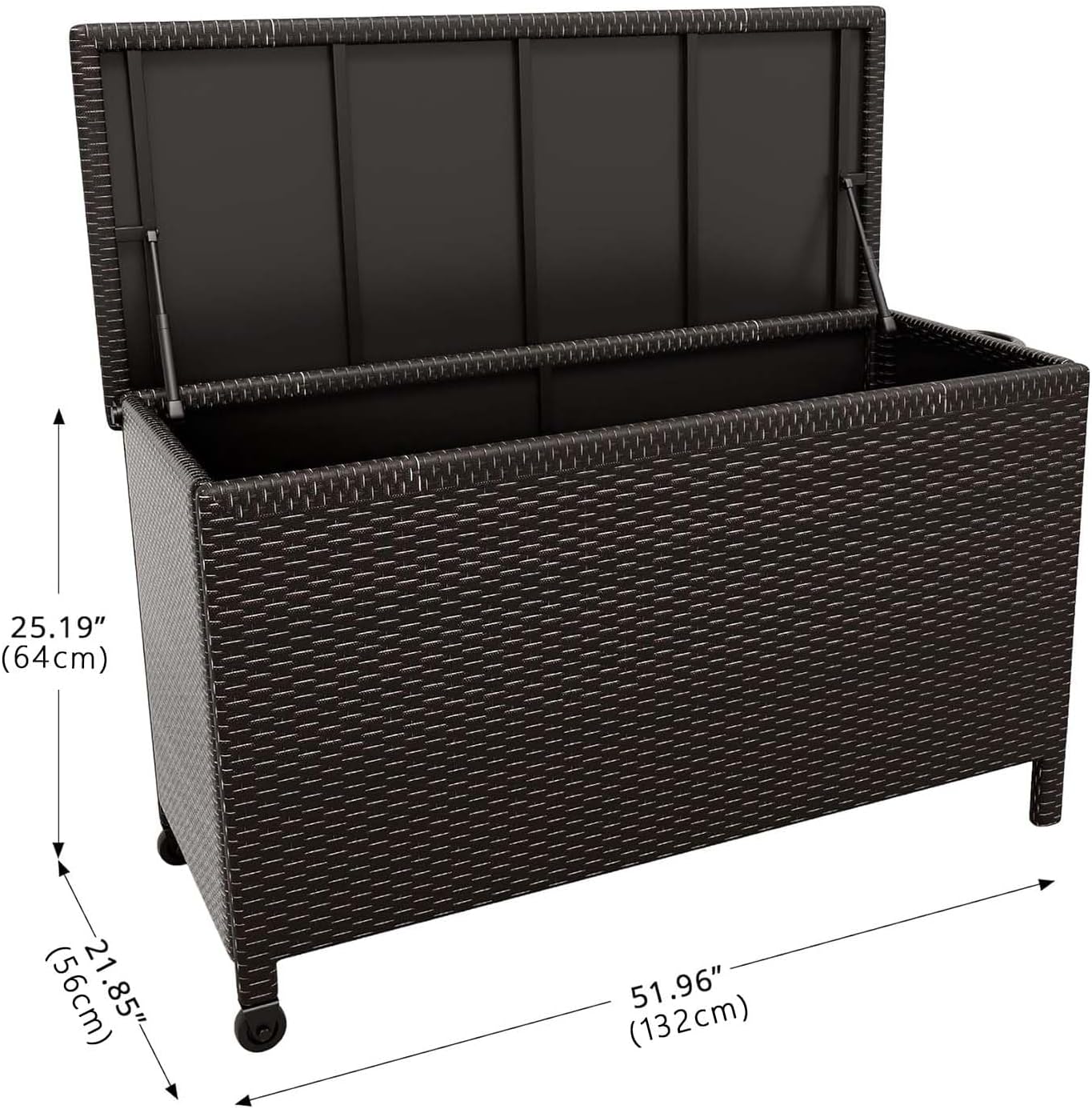 Caja mimbre almacenamiento al aire libre 125gal ratán
