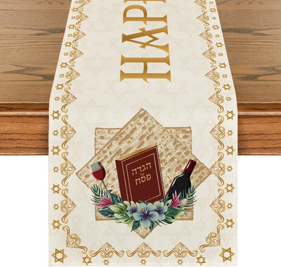 Camino mesa beige Star of David Pesach 13x72pulg