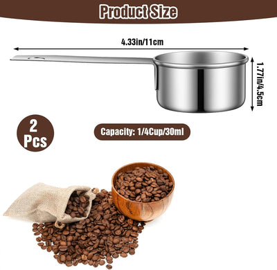 2 Tazas Medidoras 1/8 Taza y Cuchara Acero Inox