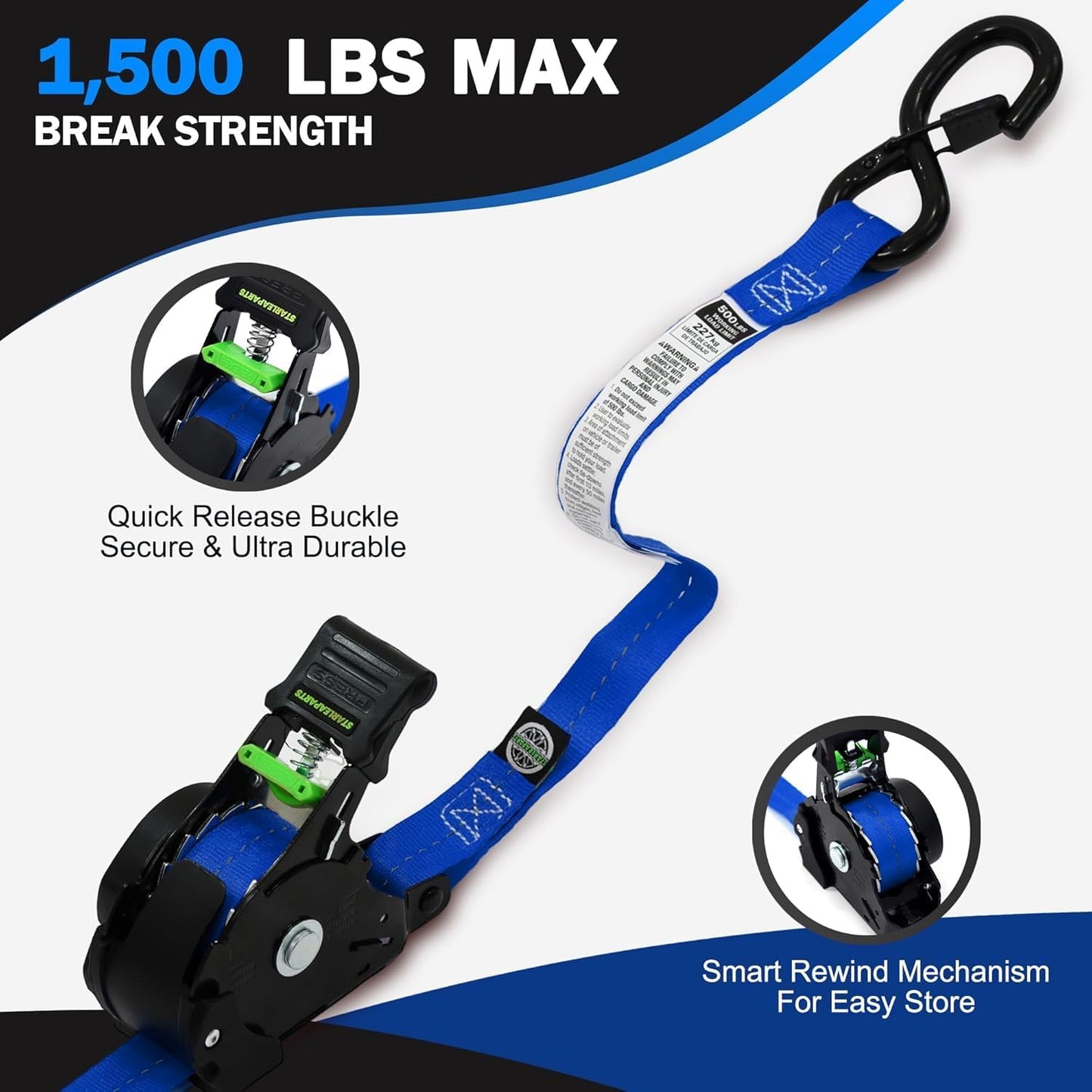 Correas trinquete retráctiles 1500lb azul