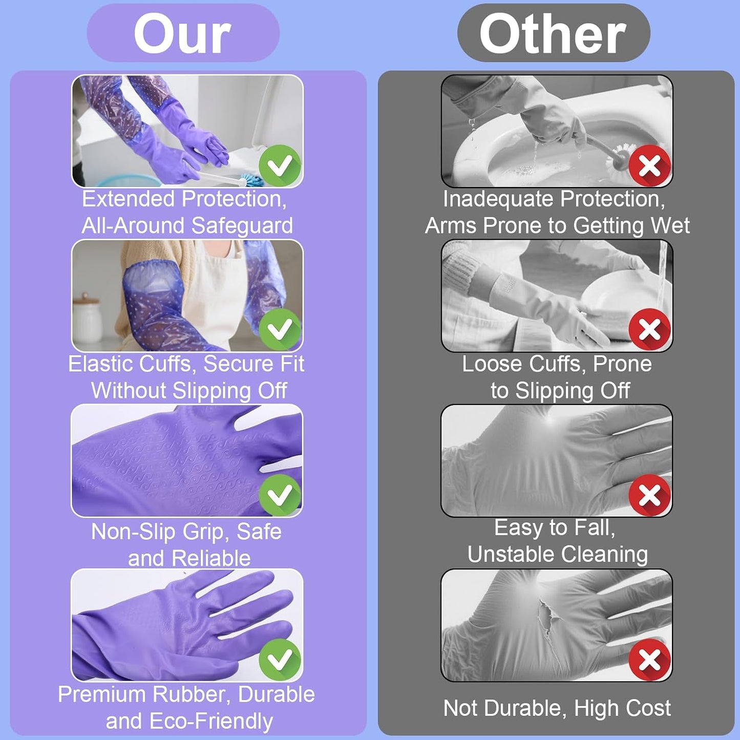 Guantes PVC impermeables para limpieza hogar jardinería