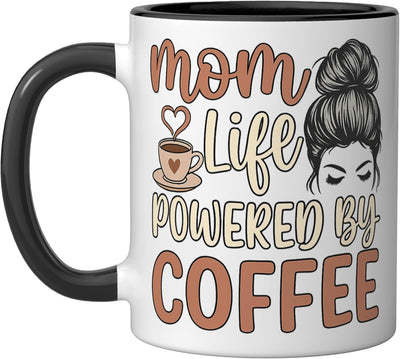 Taza cerámica para mamá cansada amante del café negro y blanco