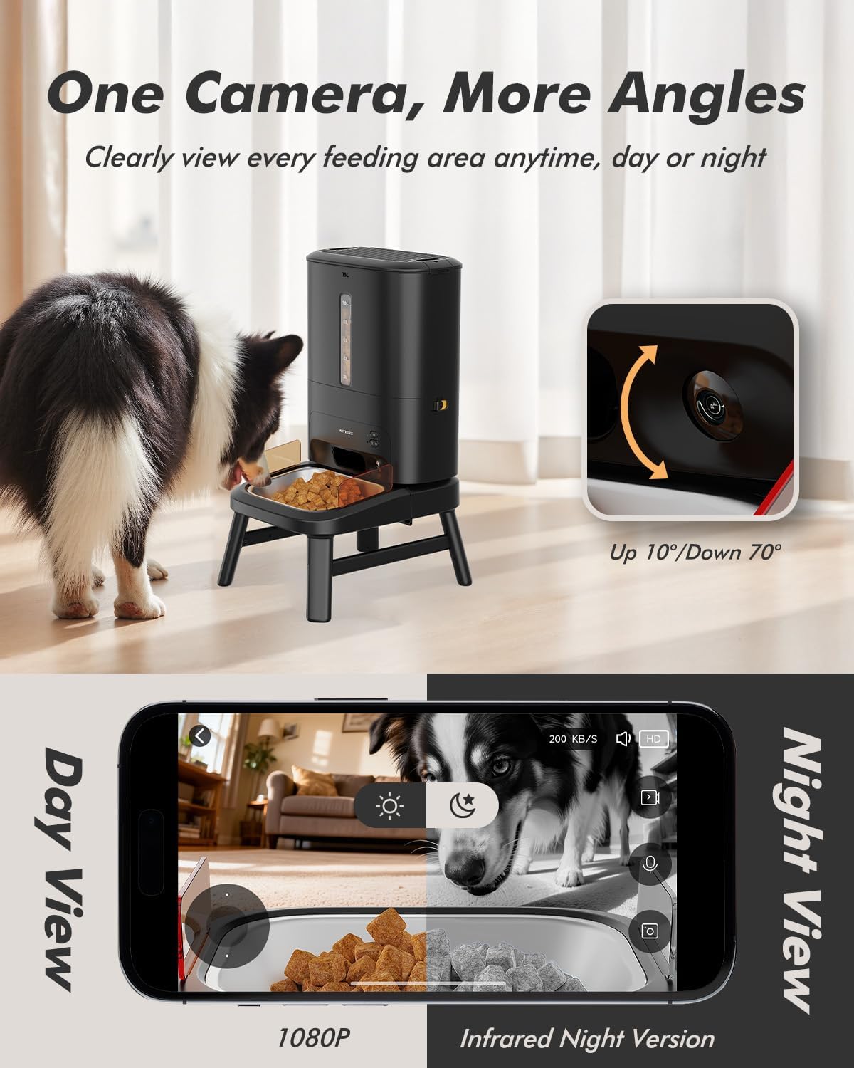 Comedero auto perros grandes 15L con cam HD 1080P WiFi