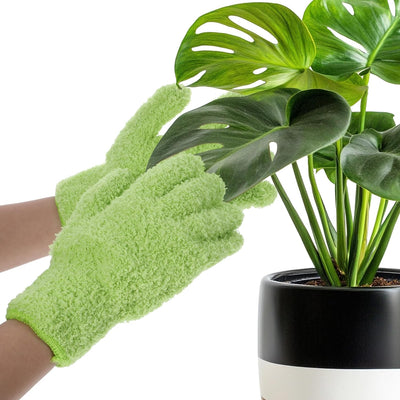 Guantes microfibra para plantas de interior cuidado hojas