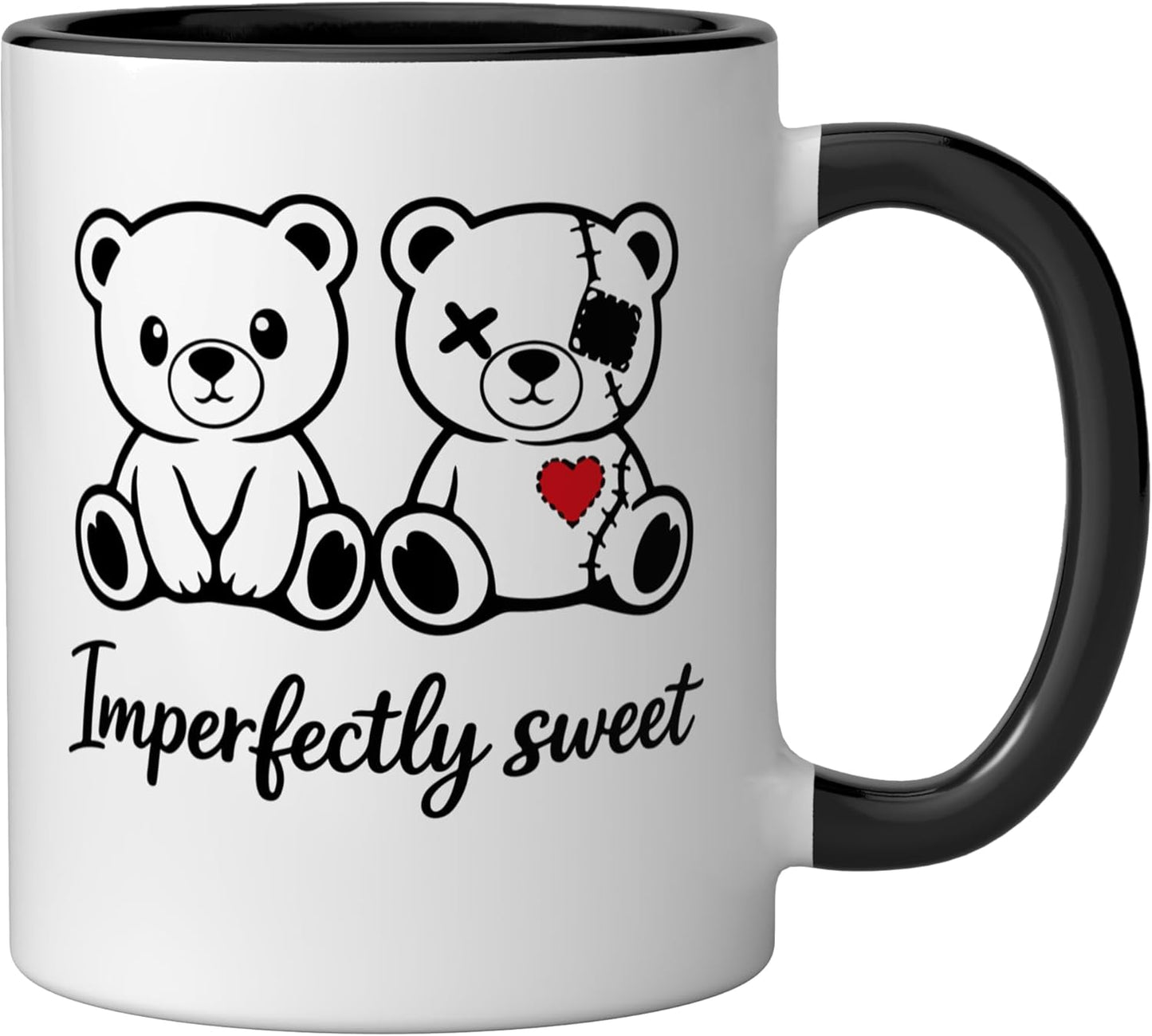 Taza de cerámica con osos lindos en negro y blanco