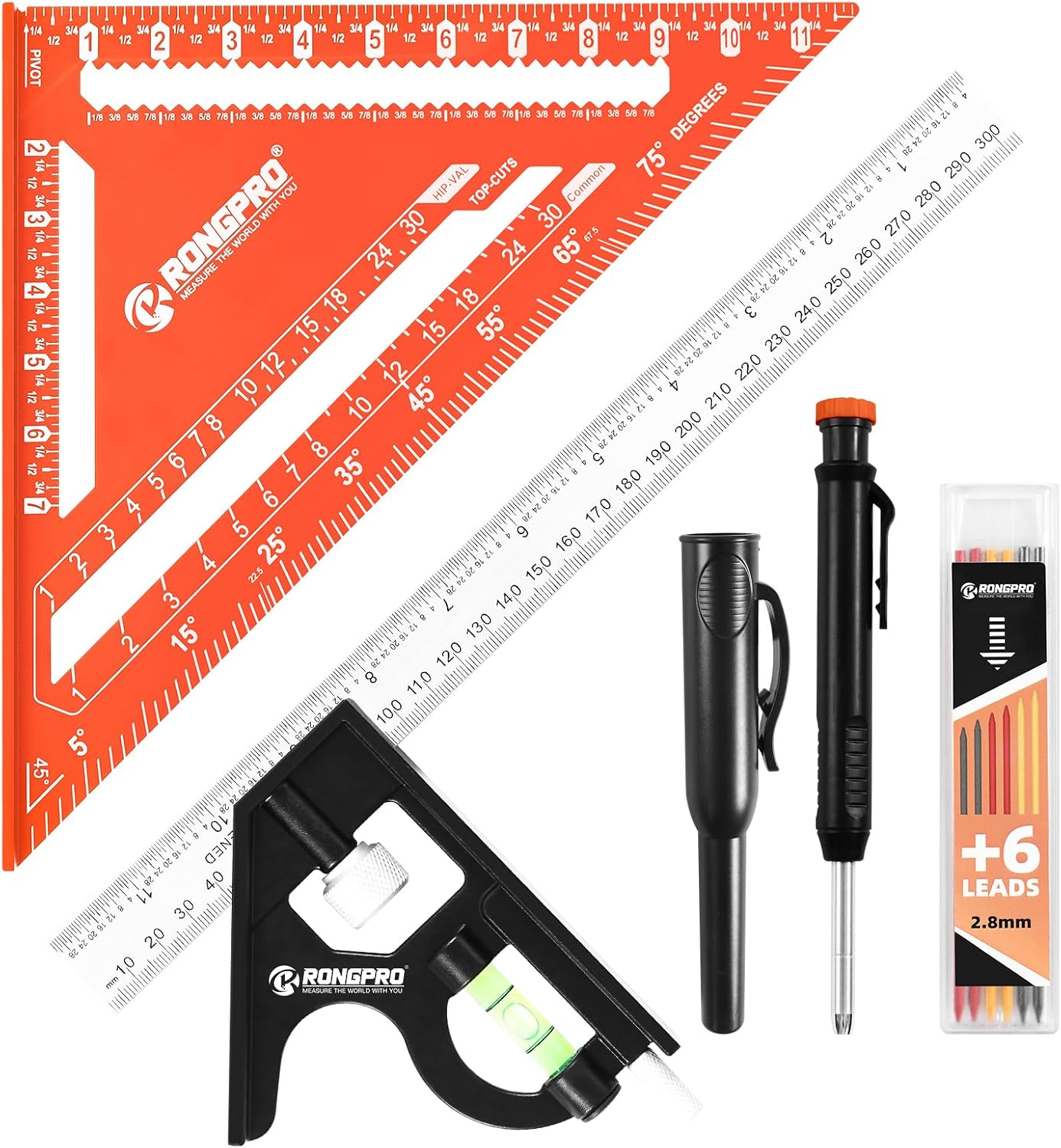 Set Regla de Carpintero Aluminio 12pulg con Lápiz