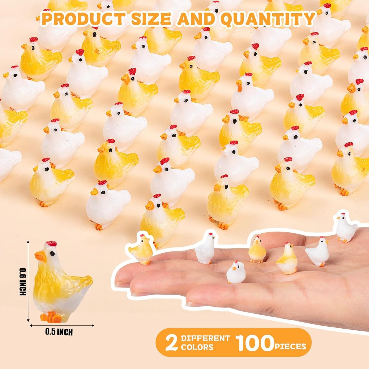 100 Mini Figuras Resina Pollos Animales Jardín Decoración