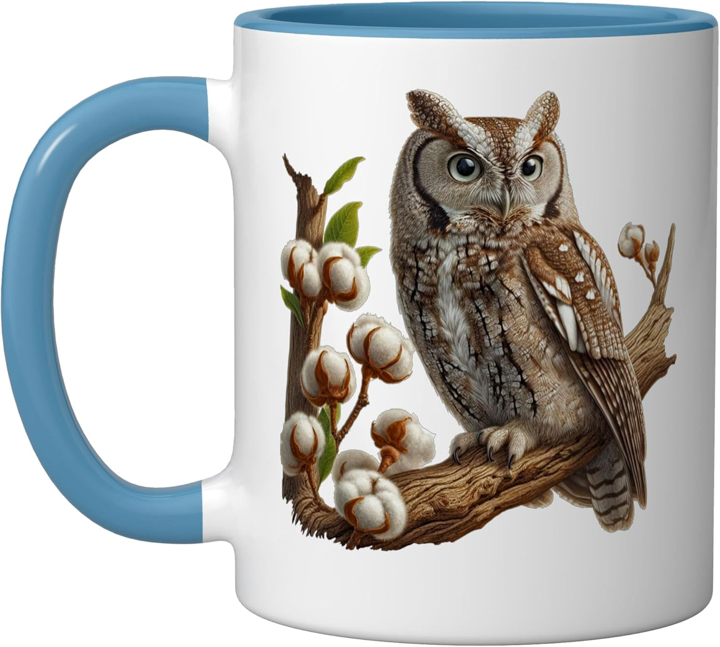 Taza Cerámica Bird Series Búho Azul/Blanco