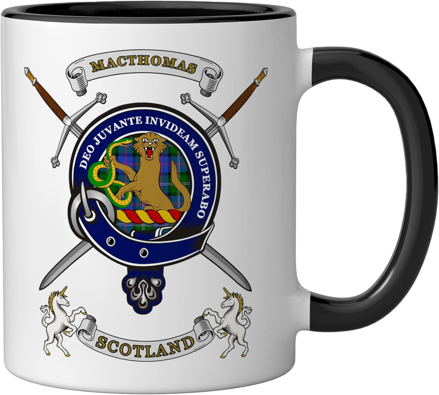 Taza Cerámica Clán Tartán con Espadas Negro/Blanco