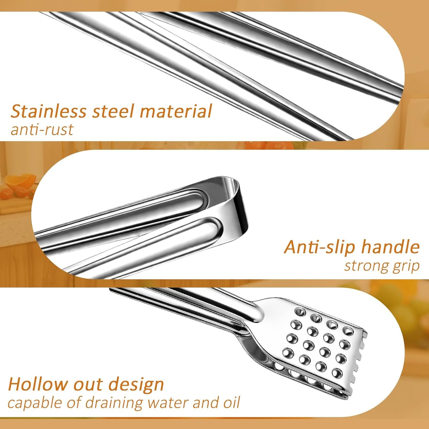 6 Pinzas Servir Acero Inox 7pulg