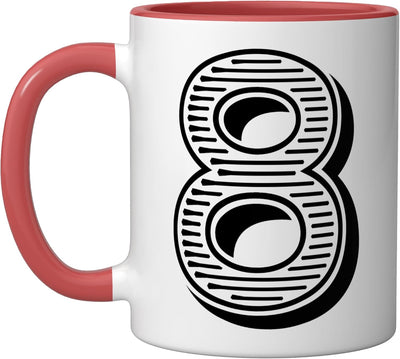 Taza cerámica Number Eight para equipo deportivo rojo/blanco
