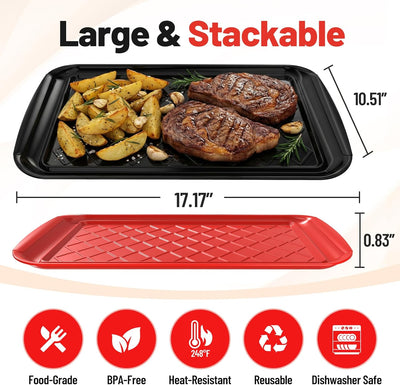 Plataforma de cocina para parrilla de plástico resistente, 2 piezas, rojo y negro