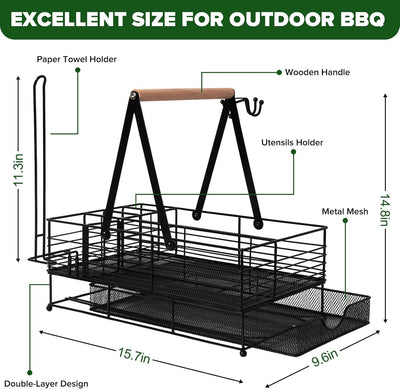 Organizador parrilla Blackstone con soporte toallas y platos