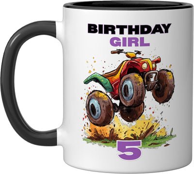 Taza para cumpleaños niña de 5 años ATV cuatriciclo bicicleta quad negro/blanco