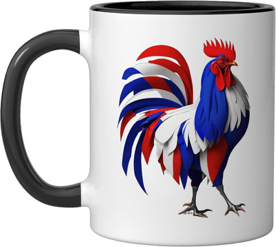 Taza cerámica gallina francesa con colores de la bandera negra/blanca