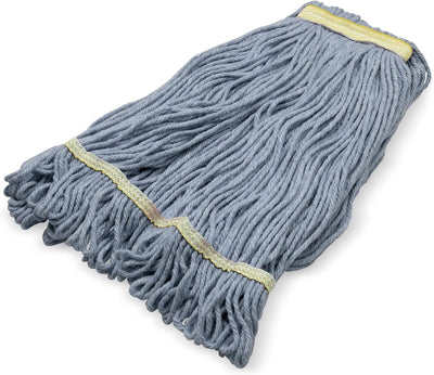 Cabezal trapeador algodón bucle banda amarilla 1pulg azul