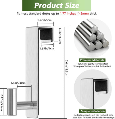 Gancho acero inox resistente para abrigos y bolsos plateado