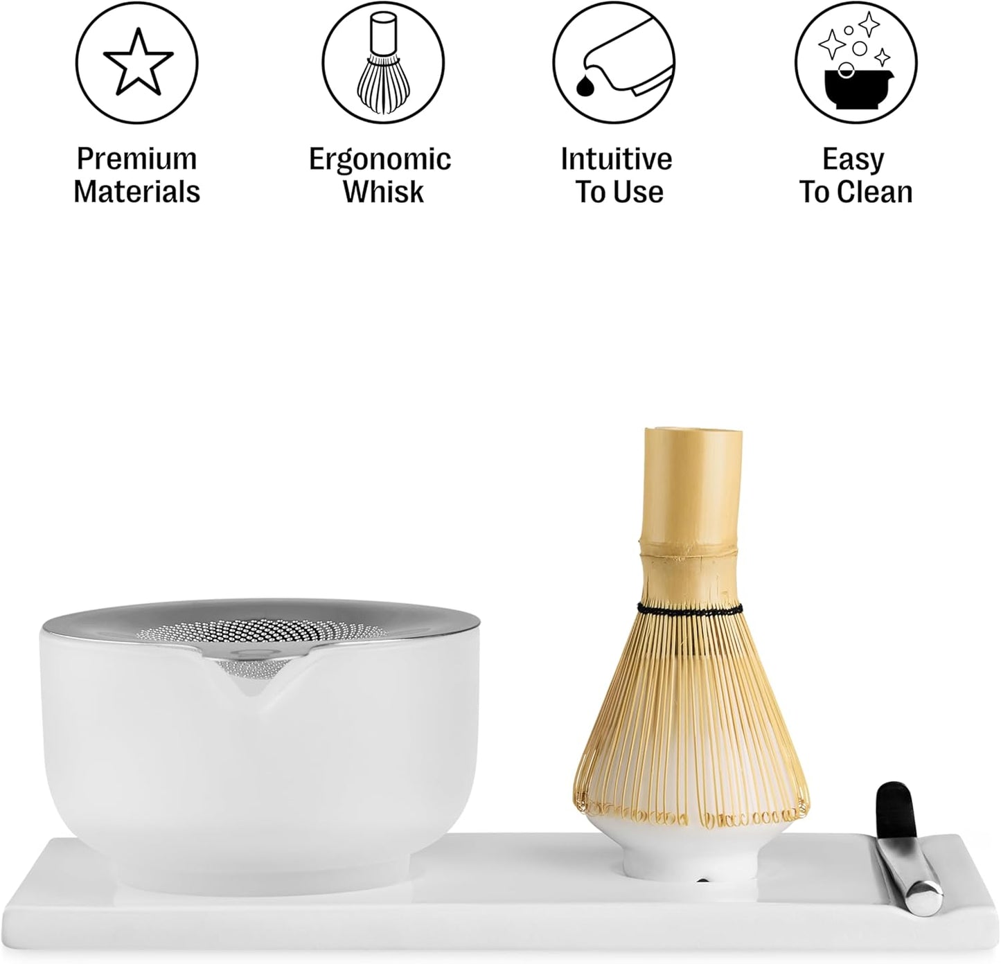 Juego matcha completo cuenco cerámica batidor soporte bambú