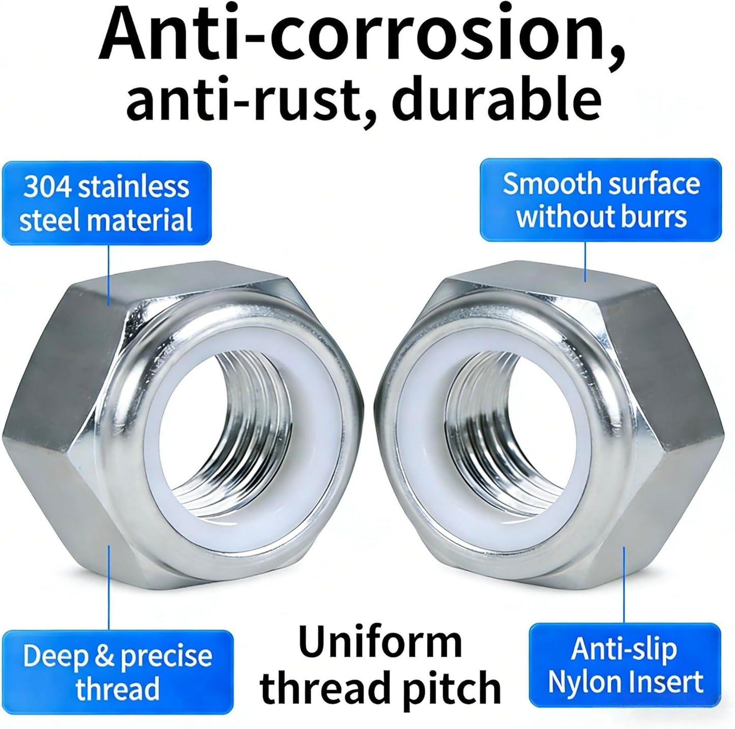 Tuercas Nylock acero inox 304 #10-24