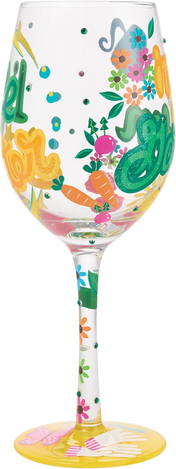 Copa de vino artesanal pintada a mano Life is Better pulgada Enesco