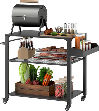 Carrito parrilla 3 estantes 31.5x19.7pulg soporte horno pizza