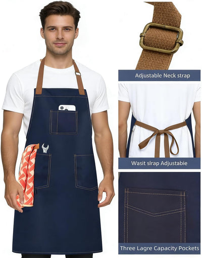 Delantal con bolsillos grandes para chefs hombre y mujer