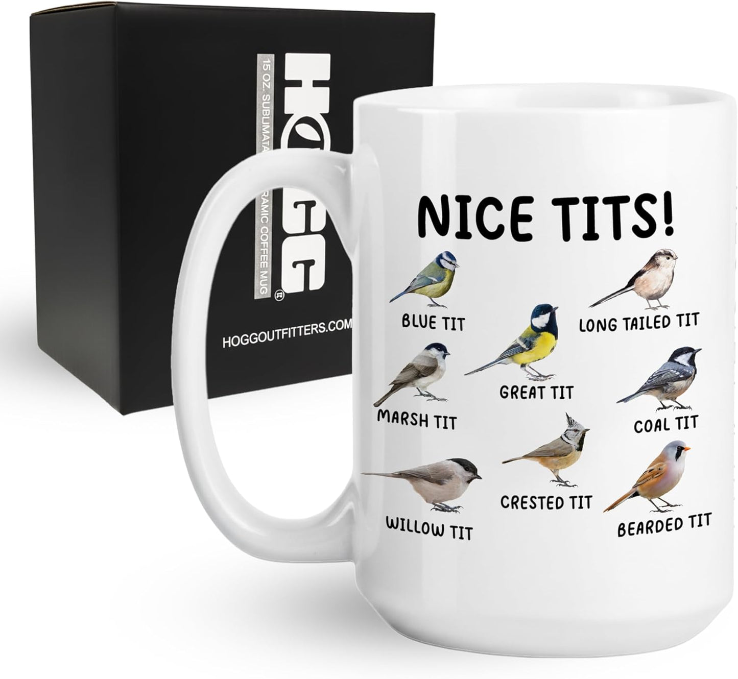 Taza de café de cerámica con diseño de pájaro Nice Tits