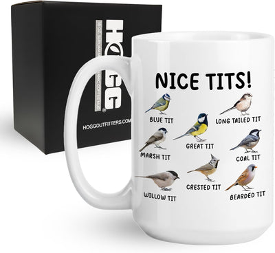 Taza de café de cerámica con diseño de pájaro Nice Tits