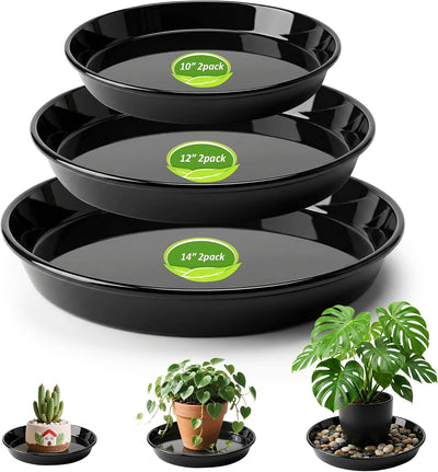6 Bandejas Plástico Redondas para Plantas 10-14pulg