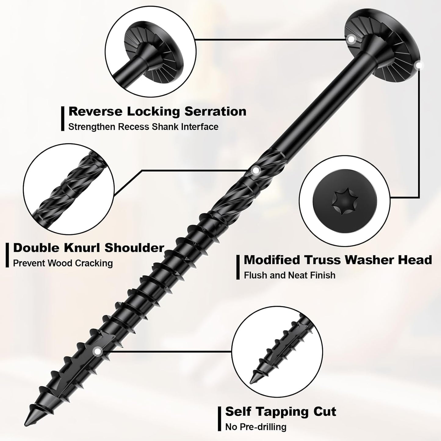 Tornillos madera Star Drive resistentes 6pulg 1000uds