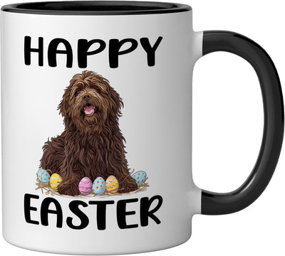 Taza Cerámica Pascua para Perros Bergamasco Negro Blanco