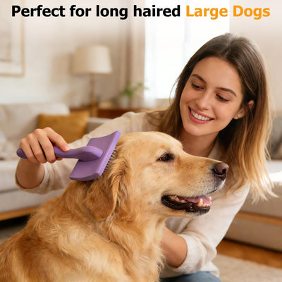 Cepillo largo para perros de pelo grueso con mango madera