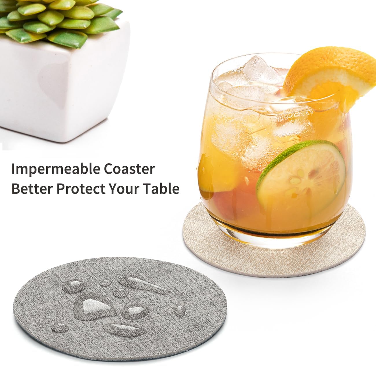 Posavasos para bebidas 12 piezas antideslizante doble cara gris claro