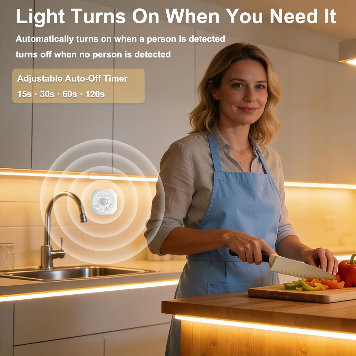 Tira LED COB sensor movimiento 24V 9.84pies 3000K