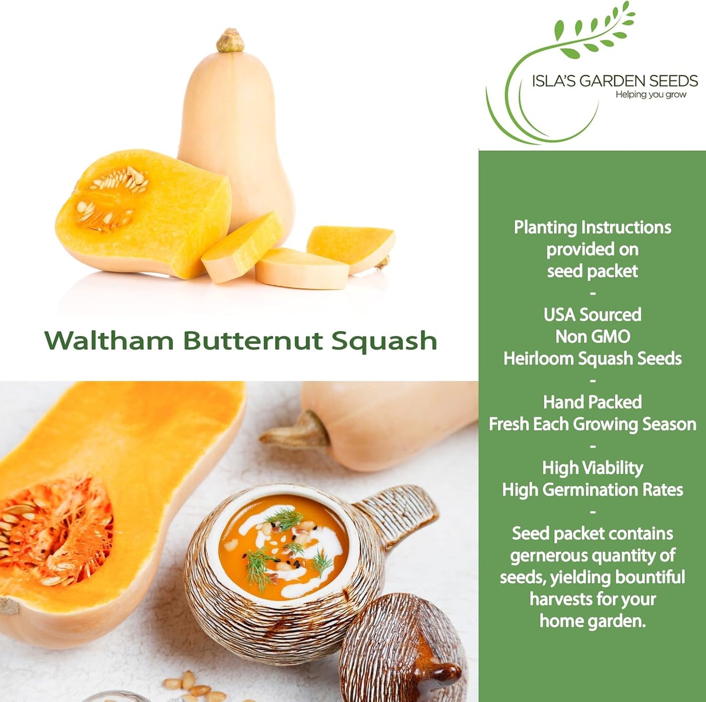 Semillas calabaza Butternut no transgénicas sabor dulce
