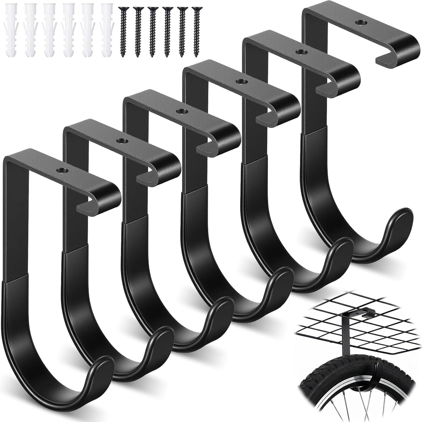 Pack 6 Ganchos Almacenamiento Techo Garaje Capacidad 50lb