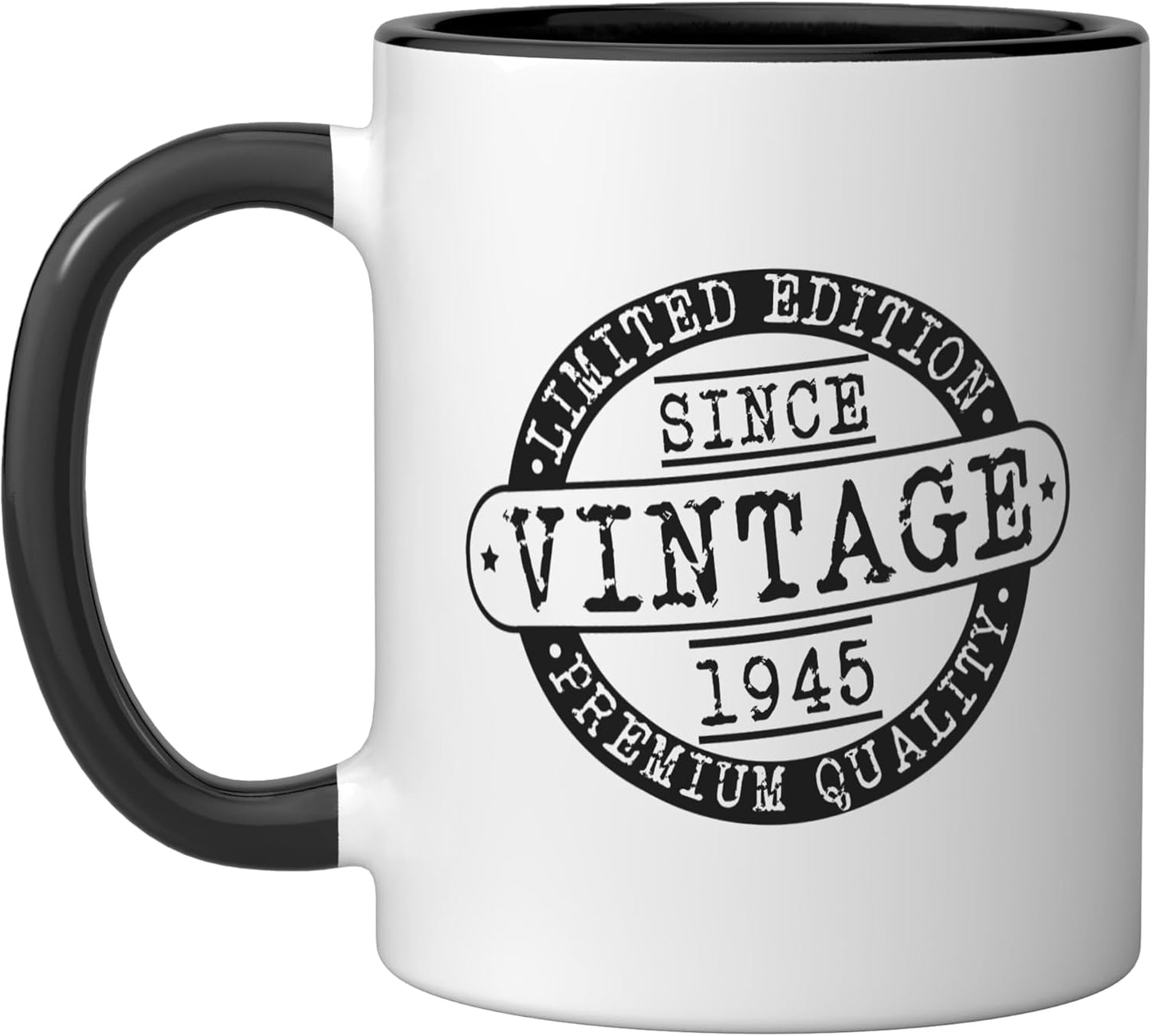 Taza Cerámica Vintage Estilo Rústico Negro/Blanco