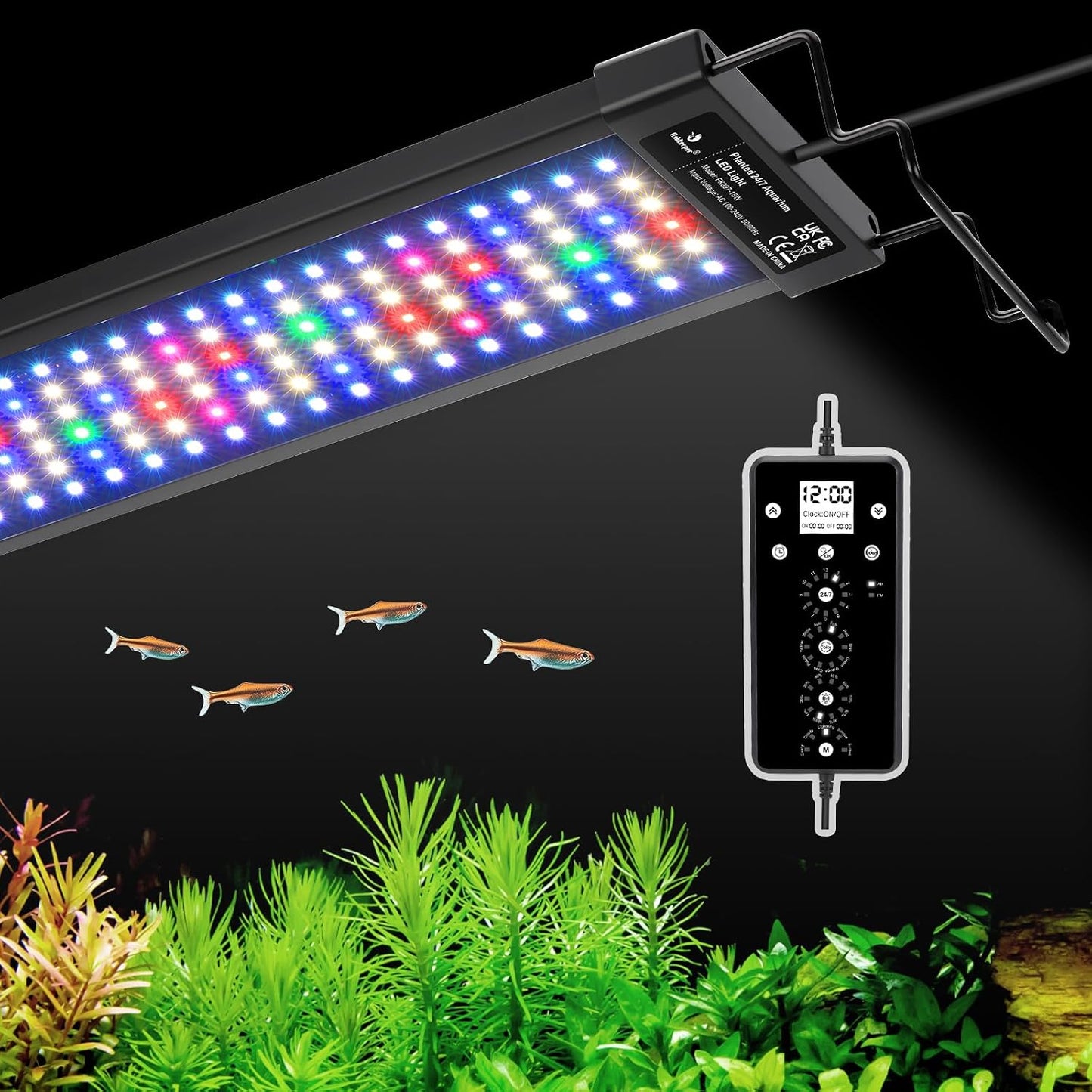 Luz LED acuario espectro completo 5 modos 12-18pulg