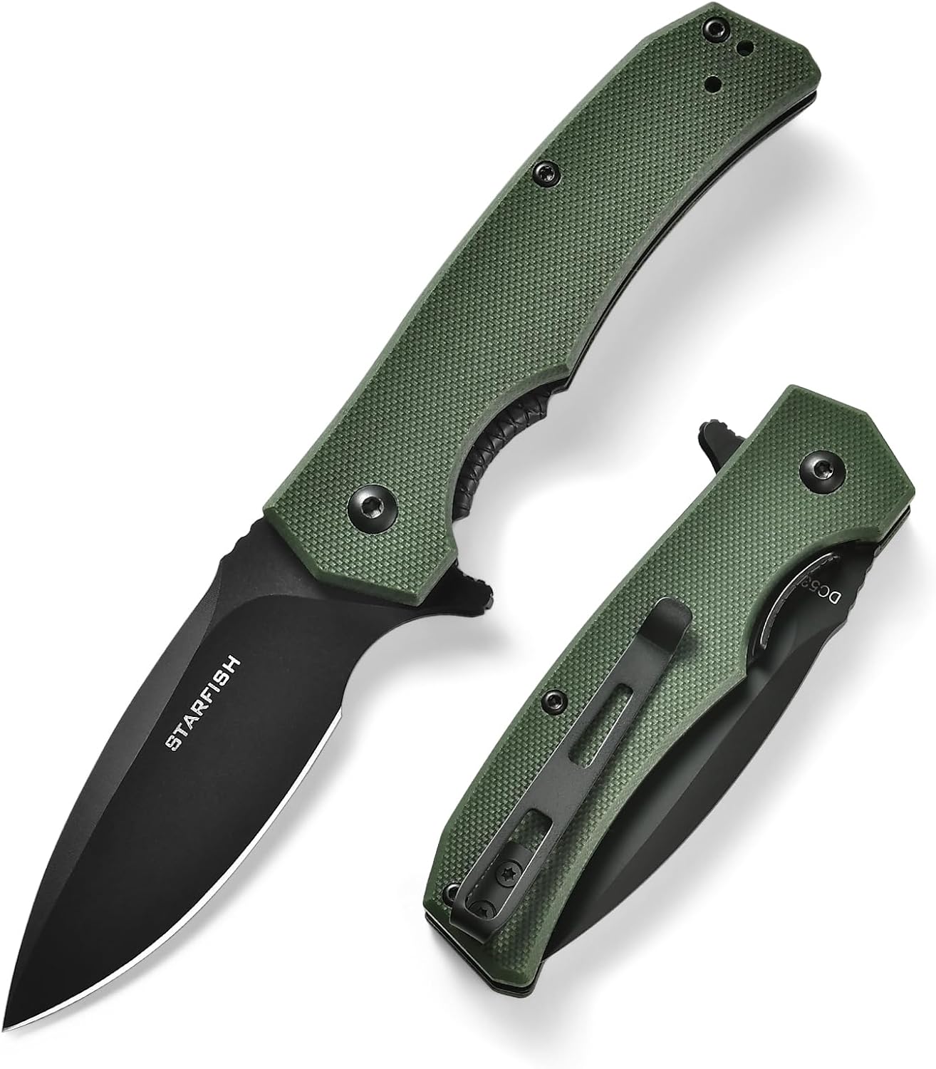 Cuchillo plegable DC53 acero PVD mango G10 clip 2.9pulg