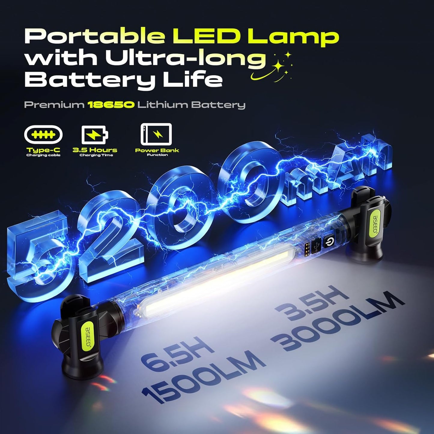 Barra luz LED magnética 3000 lm recargable para reparación auto