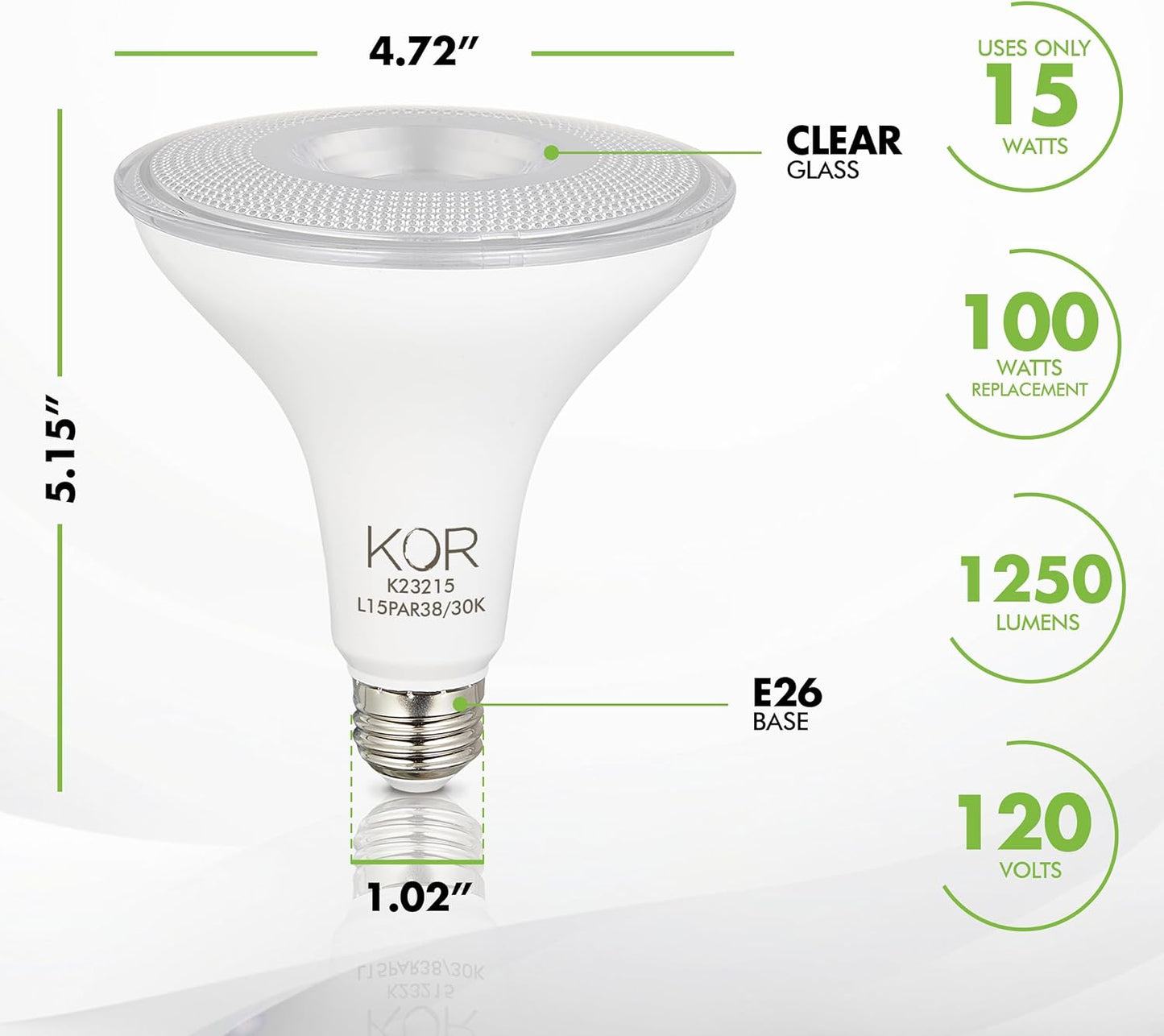 Bombillas LED PAR38 15W 3000K blanco cálido regulables base E26