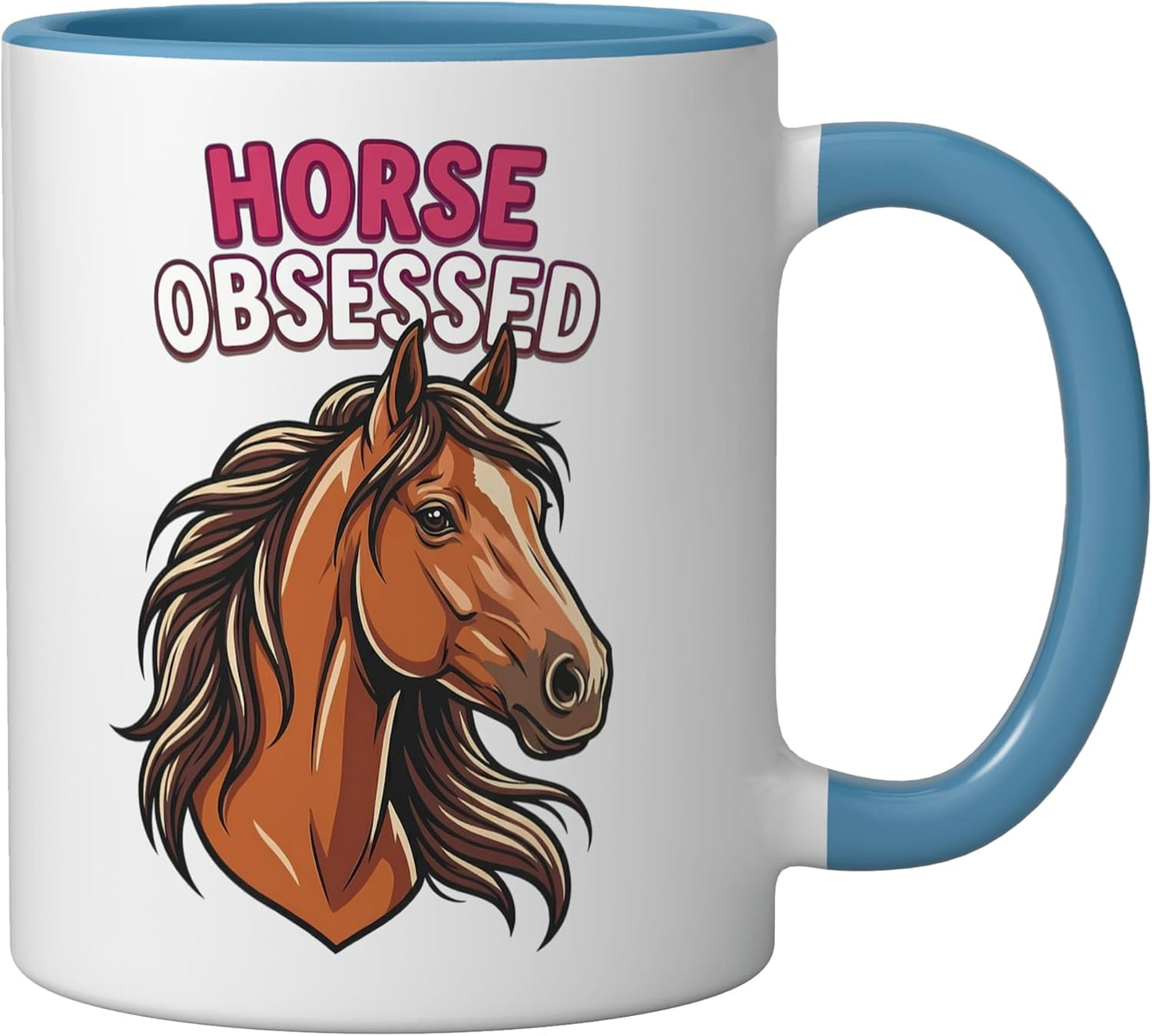 Taza Cerámica Caballo Azul/Blanco