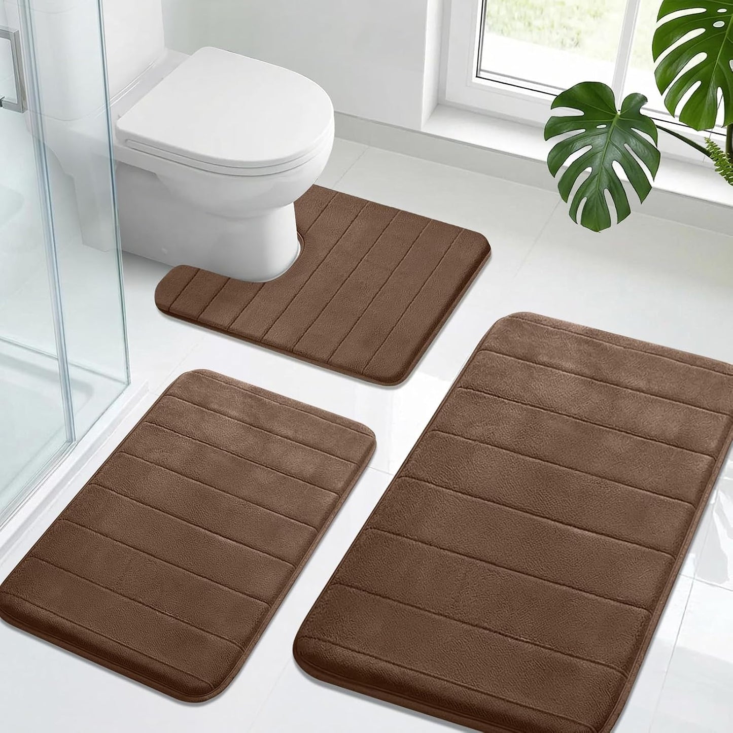 3 Pzas Alfombrillas Baño Espuma Viscoelástica Antiderrap