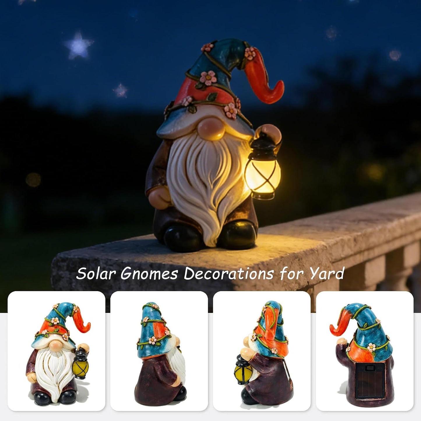 Estatuas gnomos LED 4.9pulg jardín porche decoración