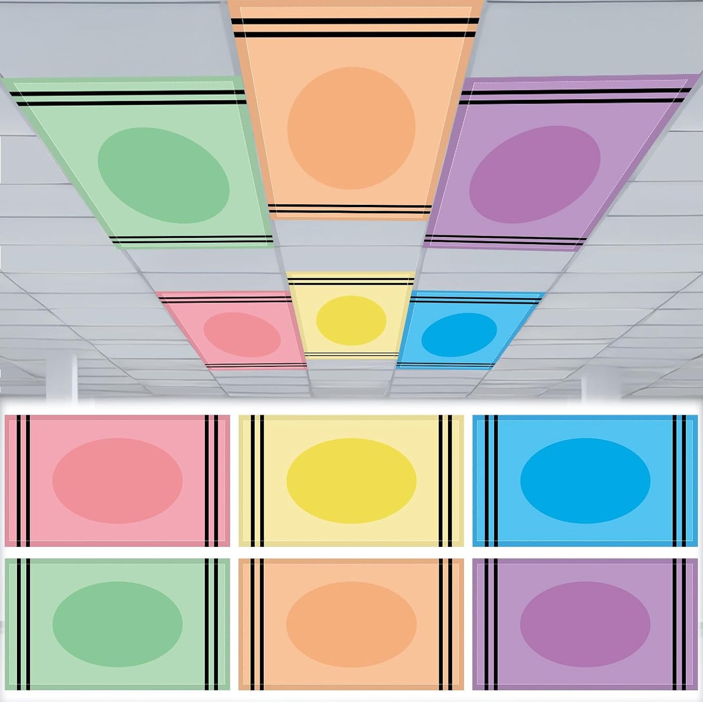6 Cubiertas Luz Fluorescente Magnéticas 4x2pulg Aula Escuela