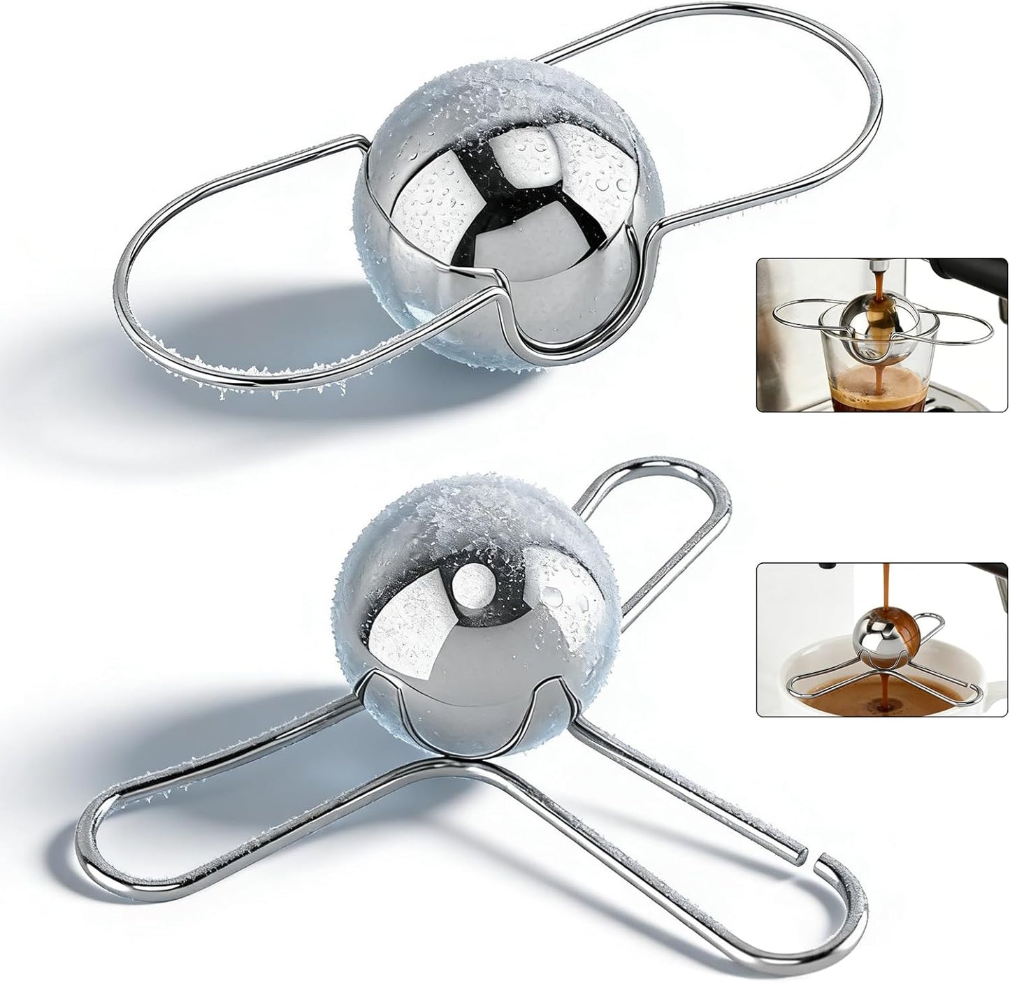 Paquete de 2 bolas de enfriamiento de espresso de acero inoxidable