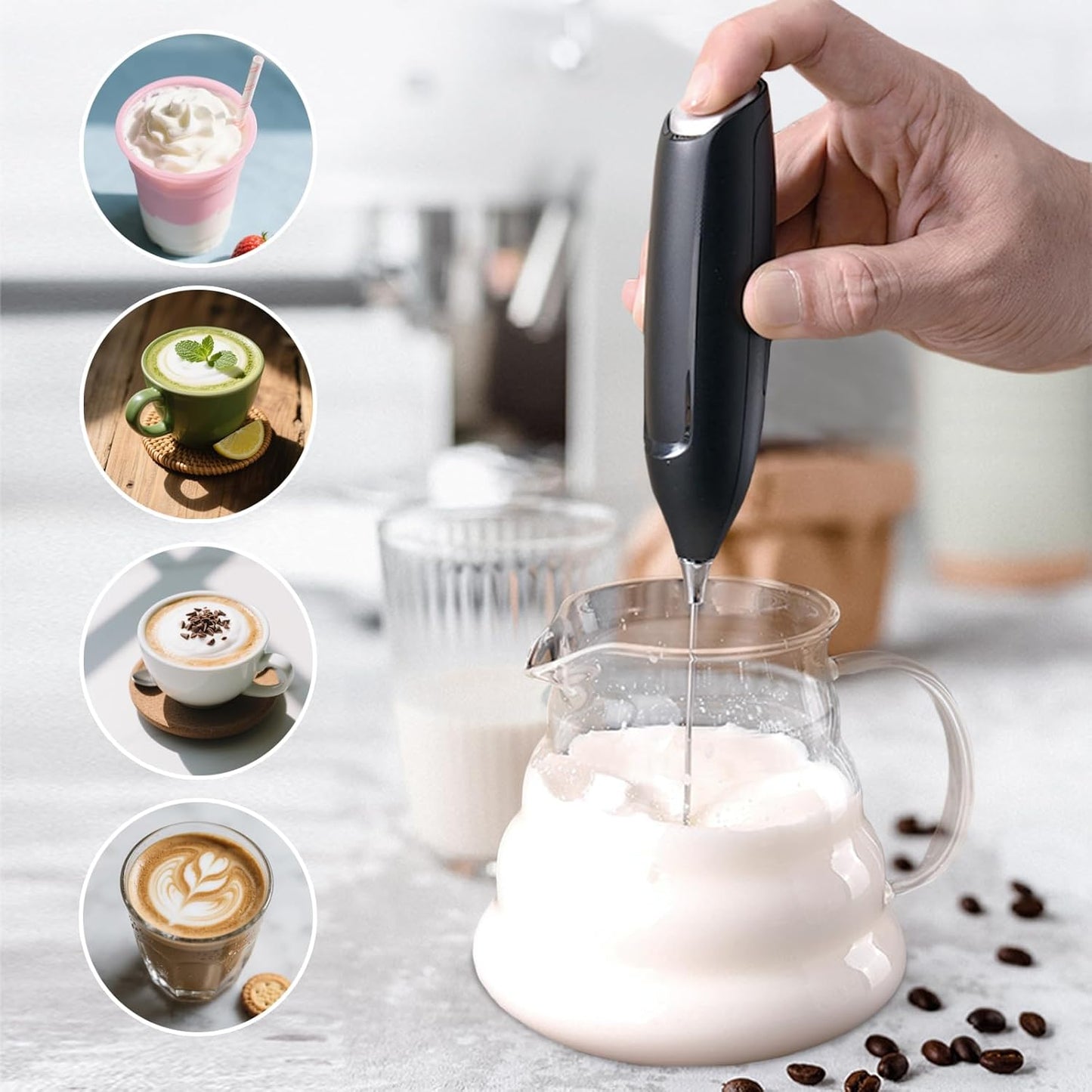 Espumador leche inalámbrico para café capuchino y bebidas