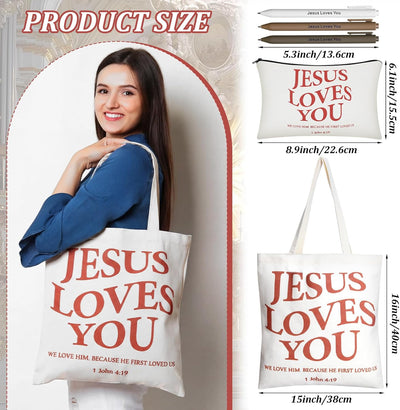 Set 5 bolsas lona cristiana con cremallera